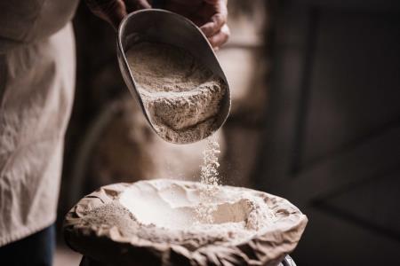 hand milled flour and flour sack