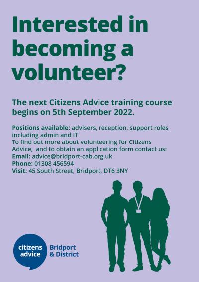 Volunteering opportunities at Bridport and District Citizens Advice