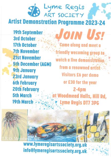 Lyme Regis Art Society Artist Demonstration Programme 2023-24