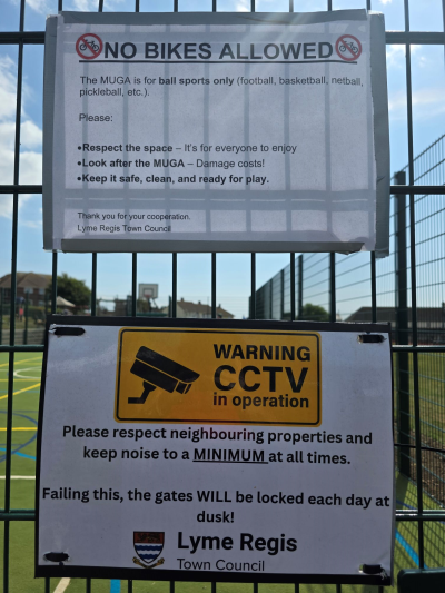 signage in place at the MUGA facility on Anning Road