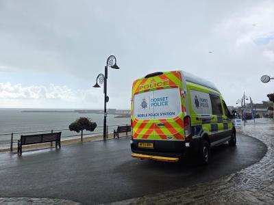Dorset Police Mobile Police Station on Marine Parade Lyme Regis
