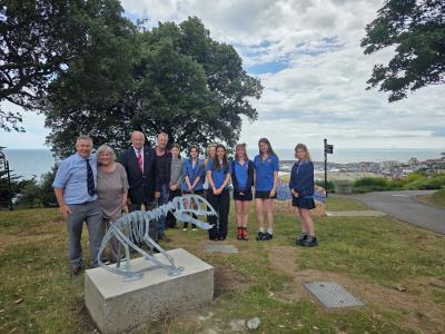 Richard Vine, Cllr Reynolds and Cllr Evans, with A Level Art Students