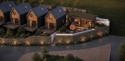 Wellness lodges visualisation as part of the Three Cups plans
