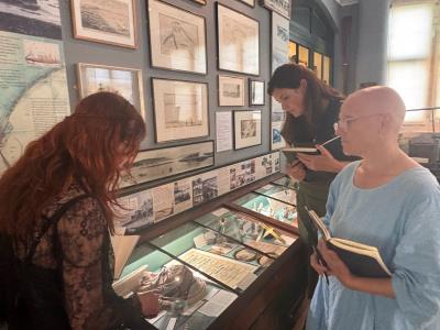 Artists inside Lyme Regis Museum