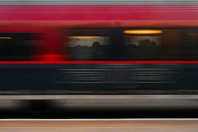an abstract image of a moving train showing only movement lines