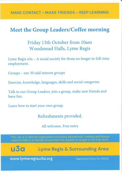 u3a meet the group leaders/coffee morning