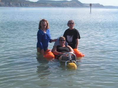 Floating wheelchair is launched in Lyme Regis